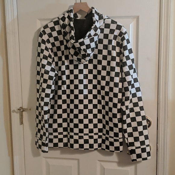 Men's Hollister Black and White Checker Hoodie - Picture 2 of 3